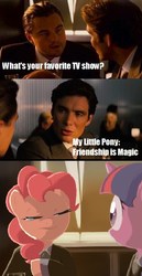 Size: 407x791 | Tagged: safe, pinkie pie, twilight sparkle, g4, cillian murphy, comic, crossover, dom cobb, inception, leonardo dicaprio, meme, robert fischer