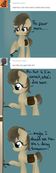 Size: 465x1410 | Tagged: safe, artist:lilliesinthegarden, derpy hooves, doctor whooves, time turner, pegasus, pony, g4, ask, comic, door, female, key, mare, nurse, nurse turner, saddle bag, tumblr