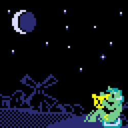 Size: 512x512 | Tagged: safe, artist:scalybeing, lyra heartstrings, g4, low quality, moon, musical instrument, night, pixel art