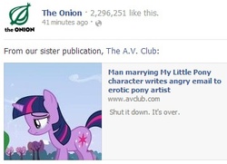 Size: 357x259 | Tagged: safe, twilight sparkle, g4, english, meta, side view, text, the onion