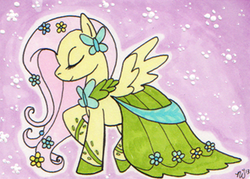 Size: 350x250 | Tagged: safe, artist:nikkiwardart, fluttershy, g4, clothes, dress, gala dress