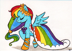 Size: 350x250 | Tagged: safe, artist:nikkiwardart, rainbow dash, pony, g4, clothes, dress, female, gala dress, solo