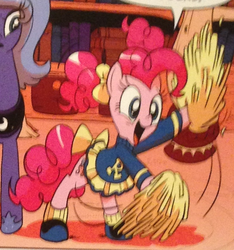 Size: 715x763 | Tagged: safe, idw, official comic, pinkie pie, princess luna, g4, cheerleader, issue #5