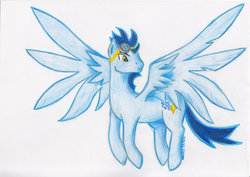 Size: 1061x753 | Tagged: safe, artist:arxuicy, soarin', g4, traditional art