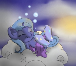 Size: 800x700 | Tagged: safe, artist:wazzart, princess luna, pony, g4, blanket, clothes, cloud, cloudy, female, filly, hooves, on back, sleeping, socks, solo, woona