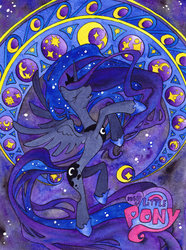 Size: 1024x1374 | Tagged: safe, artist:hallowgazer, princess luna, pony, g4, eyes closed, female, solo