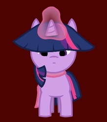 Size: 350x400 | Tagged: safe, twilight sparkle, g4, cyborg 009, front view, full body, glowing, glowing horn, horn, magic, magic aura, red background, simple background, solo