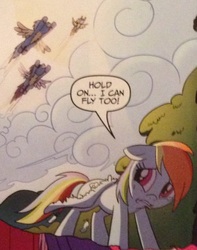 Size: 823x1043 | Tagged: safe, idw, official comic, misty fly, rainbow dash, g4, spoiler:comic, clipped wings, cloud, crying, dream, sad, wonderbolts