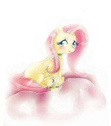 Size: 1024x1162 | Tagged: safe, artist:xbunny-bunnyx, fluttershy, g4, sitting, solo