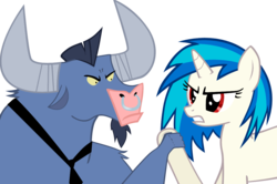 Size: 1151x762 | Tagged: safe, artist:120percentcool, dj pon-3, iron will, vinyl scratch, g4, arm wrestling, duo