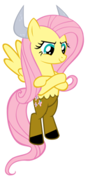 Size: 3000x5805 | Tagged: safe, artist:bronyboy, fluttershy, minotaur, g4, crossed arms, minotaurified, solo, species swap