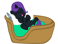 Size: 1035x789 | Tagged: safe, artist:bronyboy, oc, oc only, oc:nyx, basket, pony in a basket, sleeping, solo