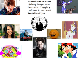 Size: 1024x766 | Tagged: safe, prince blueblood, human, g4, 4chan, annoying orange, anonymous, ash ketchum, barely pony related, comic sans, darwin watterson, edward cullen, gumball watterson, irl, irl human, justin bieber, male, mordecai, mordecai and rigby, not this post again, photo, pokémon, regular show, rigby (regular show), the amazing world of gumball, thomas the tank engine, twilight (series), wat