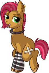 Size: 241x359 | Tagged: safe, artist:lulubell, babs seed, earth pony, pony, g4, collar, female, goth, older, piercing, simple background, solo, transparent background