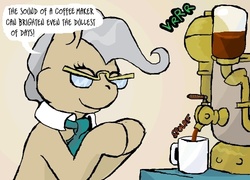 Size: 500x360 | Tagged: safe, artist:owlor, mayor mare, from the desk of mayor mare, g4, coffee, coffee machine, glasses