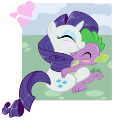 Size: 801x835 | Tagged: safe, artist:starlite-synth, rarity, spike, g4, blushing, duo, eyes closed, female, heart, hug, interspecies, male, ship:sparity, shipping, straight