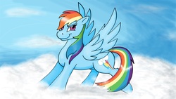 Size: 1920x1080 | Tagged: safe, artist:slatefist, rainbow dash, g4, full body, side view, solo, spread wings, wings