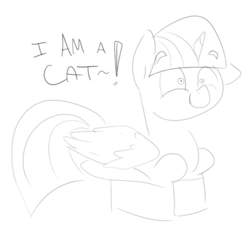 Size: 500x478 | Tagged: safe, artist:fiddlearts, twilight sparkle, alicorn, pony, g4, behaving like a cat, box, female, if i fits i sits, mare, monochrome, silly, simple background, solo, twilight cat, twilight sparkle (alicorn), white background