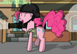 Size: 1024x720 | Tagged: safe, artist:filipinoninja95, pinkie pie, g4, call of duty, rocket launcher, solo