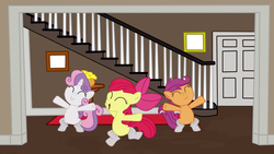 Size: 1366x768 | Tagged: safe, artist:filipinoninja95, apple bloom, scootaloo, sweetie belle, g4, clothes, socks, trio