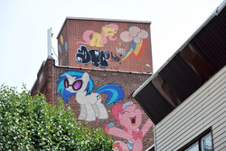 Size: 2083x1390 | Tagged: safe, artist:filipinoninja95, dj pon-3, fluttershy, pinkie pie, vinyl scratch, g4, fake