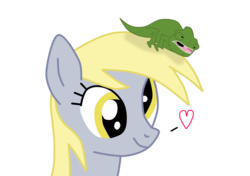 Size: 1024x720 | Tagged: safe, artist:filipinoninja95, derpy hooves, chameleon, pegasus, pony, g4, female, mare, pet