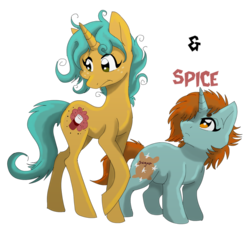 Size: 938x864 | Tagged: safe, artist:xashleymx, snails, snips, pony, unicorn, g4, duo, duo female, female, rule 63, simple background, spice, sugar, transparent background