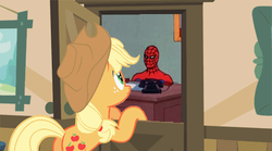 Size: 500x278 | Tagged: safe, edit, applejack, g4, 60s spider-man, male, meme, spider-man