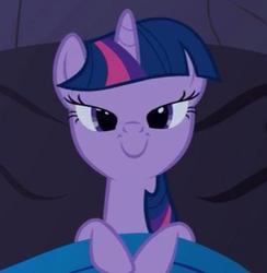 Size: 500x513 | Tagged: safe, twilight sparkle, pony, g4, bed, bedroom eyes, female, solo