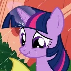 Size: 332x332 | Tagged: safe, screencap, twilight sparkle, pony, unicorn, g4, look before you sleep, bust, cropped, female, glowing horn, golden oaks library, horn, magic, magic glow, mare, portrait, scrunchy face, solo, unicorn twilight