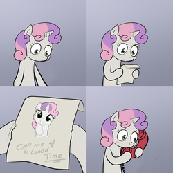 Size: 2000x2000 | Tagged: safe, sweetie belle, g4, call me for a good time, exploitable meme, meme, selfcest, sweetcest, sweetie's note meme