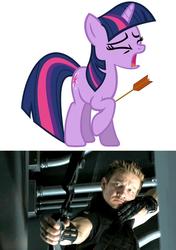 Size: 677x960 | Tagged: safe, twilight sparkle, g4, arrow, arrow in the knee, avengers, hawkeye, skyrim, the elder scrolls