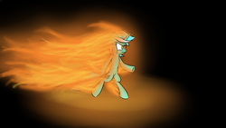 Size: 2846x1600 | Tagged: safe, artist:tixolseyerk, lyra heartstrings, pony, unicorn, g4, bipedal, crying, female, fire, on fire, solo, walking