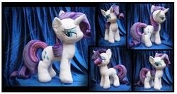 Size: 1281x681 | Tagged: safe, artist:nazegoreng, rarity, pony, g4, bedroom eyes, irl, photo, plushie, solo