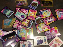 Size: 960x720 | Tagged: safe, apple bloom, crackle, daisy, discord, flower wishes, fluttershy, king sombra, pinkie pie, princess luna, rainbow dash, roseluck, sweetie belle, trixie, draconequus, dragon, earth pony, pegasus, pony, timber wolf, unicorn, g4, card, cutie mark, enterplay, female, filly, foal, irl, male, mare, photo, s1 luna, series 2, stallion, trading card