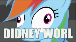 Size: 814x460 | Tagged: safe, rainbow dash, g4, didney worl, image macro