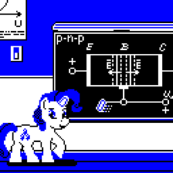 Size: 512x512 | Tagged: safe, artist:scalybeing, rarity, pony, unicorn, g4, chalk, chalkboard, electronics, pixel art, schematics, semiconductor, transistor