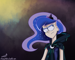 Size: 1000x800 | Tagged: dead source, safe, artist:cherryviolets, princess luna, human, g4, female, gravity falls, humanized, male, solo, style emulation