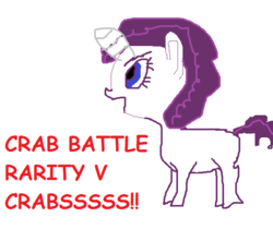 Size: 635x533 | Tagged: safe, artist:formal riot, rarity, crab, pony, unicorn, g4, female, fight, mare, meme, ms paint, rarity fighting a giant crab, solo