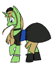 Size: 490x562 | Tagged: safe, artist:taritoons, oc, oc only, oc:buttercheese, pony, unicorn, animated, braid, clothes, dancing, dress, female, mare, prancing, solo