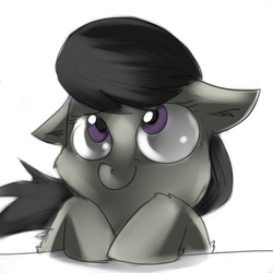 Size: 500x500 | Tagged: safe, artist:imsokyo, octavia melody, earth pony, pony, g4, cute, female, looking up, mare, simple background, smiling, solo, white background