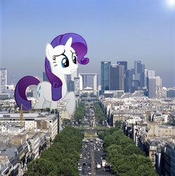 Size: 900x903 | Tagged: safe, artist:hachaosagent, rarity, pony, g4, big, city, giant pony, giantess, highrise ponies, macro, paris, ponies in real life, scenery, vector