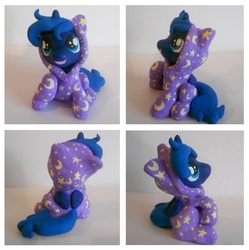 Size: 1217x1221 | Tagged: safe, artist:sophillia, princess luna, pony, g4, clothes, customized toy, female, filly, footed sleeper, irl, pajamas, photo, plushie, solo, woona