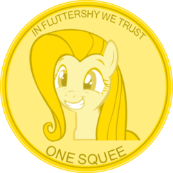 Size: 894x893 | Tagged: safe, artist:kintexu2, fluttershy, g4, coin, cute, female, money, squee