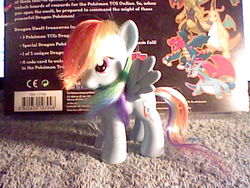 Size: 640x480 | Tagged: safe, artist:lightningbolt, rainbow dash, pegasus, pony, g4, brushable, customized toy, female, irl, mare, photo, pokémon, rehaired, solo, toy, wings