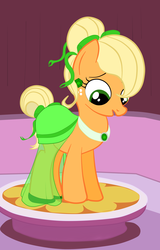 Size: 2089x3264 | Tagged: safe, artist:bpie, applejack, g4, alternate hairstyle, applejack also dresses in style, clothes, dress, makeover