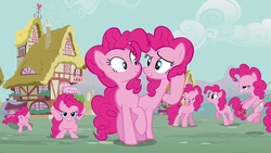 Size: 1280x720 | Tagged: safe, screencap, pinkie pie, g4, too many pinkie pies, clone, multeity, pinkie clone, too much pink energy is dangerous, x x everywhere