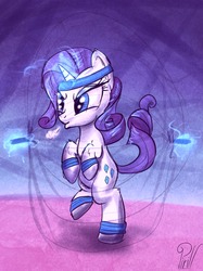 Size: 1280x1707 | Tagged: safe, artist:pirill, rarity, pony, g4, 30 minute art challenge, exercise, female, headband, jump rope, magic, solo