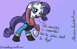 Size: 715x457 | Tagged: safe, artist:alorpax, rarity, pony, g4, solo, workout, workout outfit