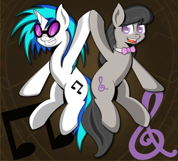 Size: 2200x1992 | Tagged: safe, artist:graphene, dj pon-3, octavia melody, vinyl scratch, g4, female, lesbian, music, ship:scratchtavia, shipping